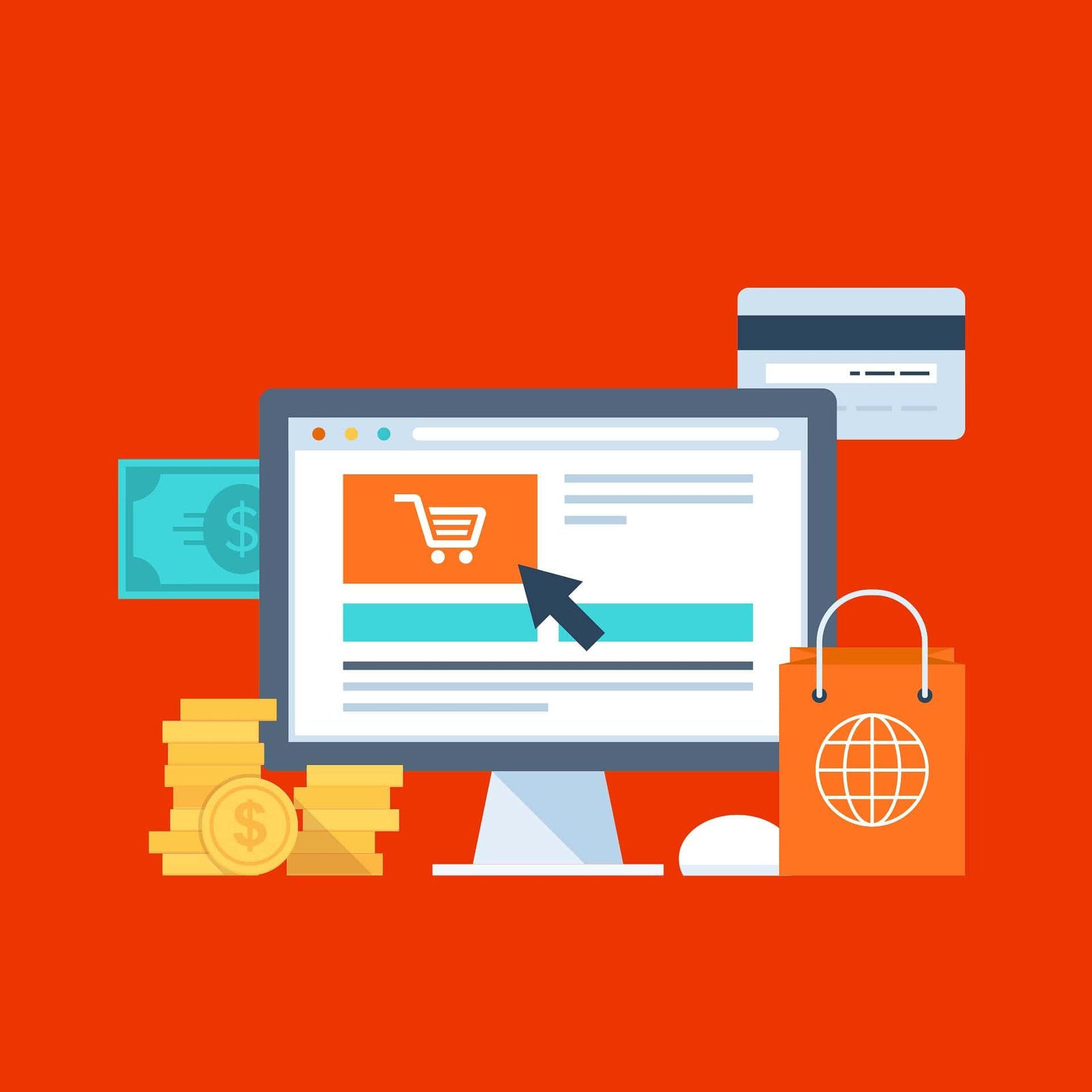 Vender online un bien o un servicio, usando el comercio empresarial para vender a diferentes clientes utilizando e-commerce.