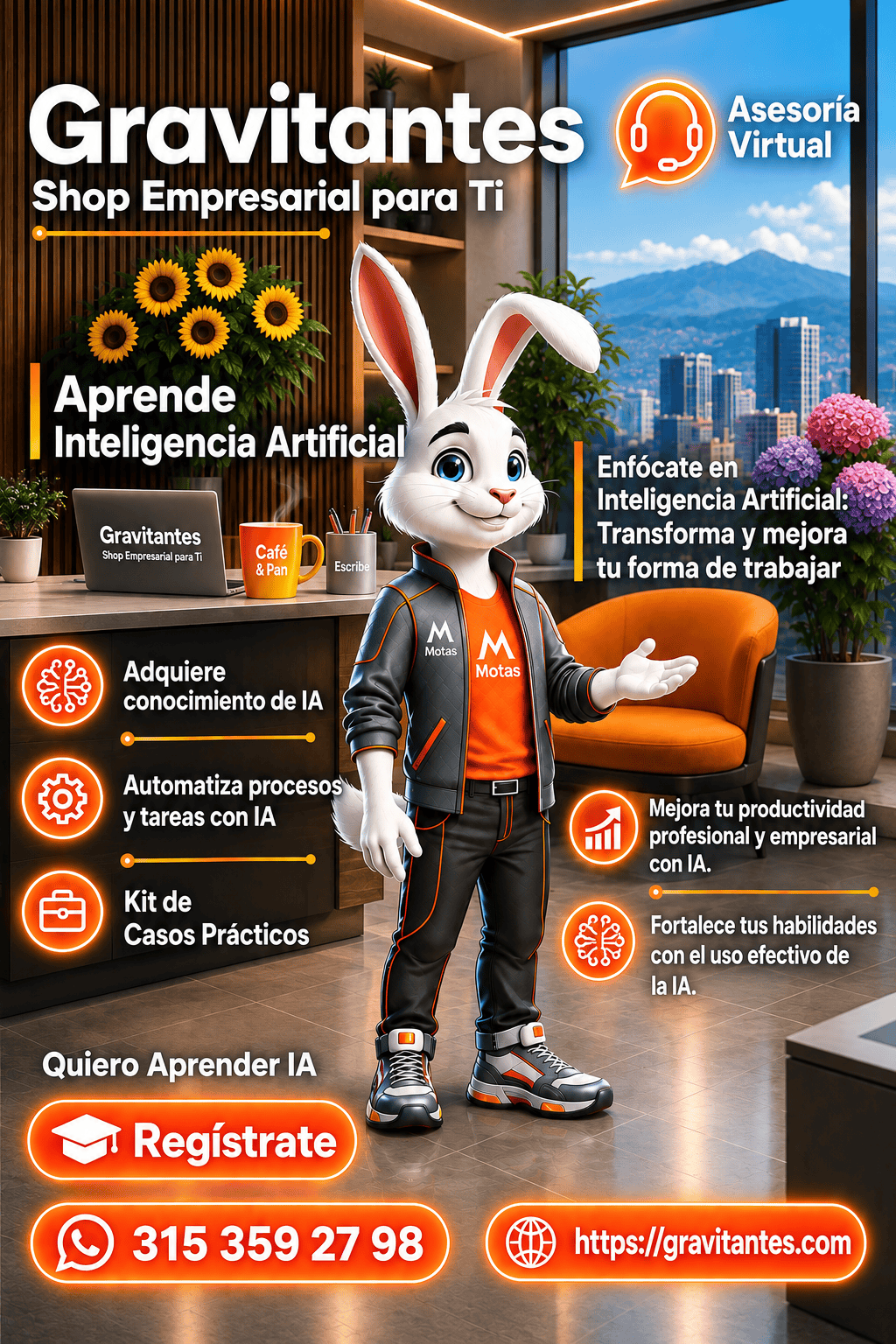 A través del servicio de asesoría estratégica en “Inteligencia Artificial: Transforma y mejora tu forma de trabajar”, tendrá un aprendizaje práctico enfocado en casos que se presentan en el ámbito profesional o empresarial.